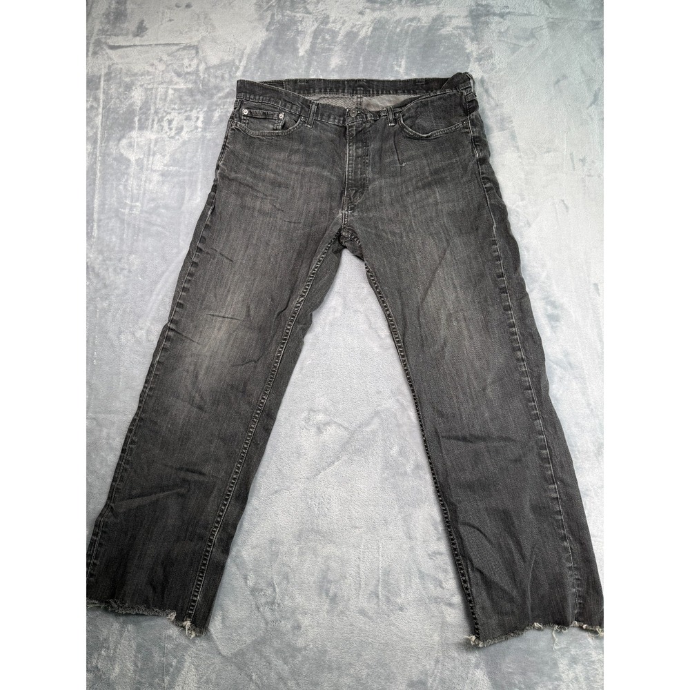 Levi's 559 Jeans Men 40x32 Black Cotton Stretch Denim Cut Out Hem Straight Leg